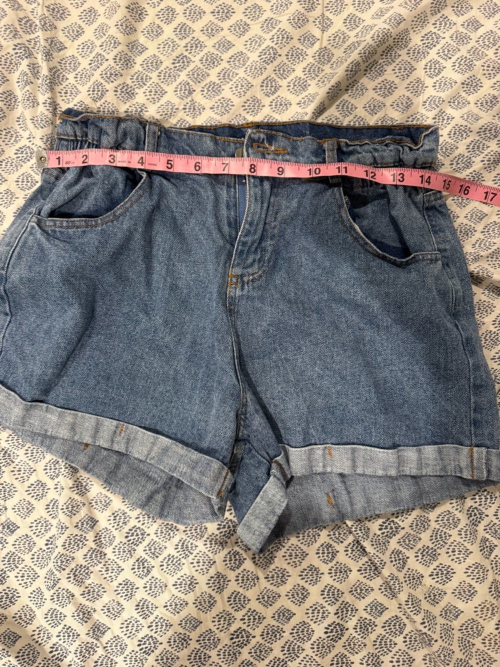 Nasty Gal Light Blue Paperbag Denim Shorts